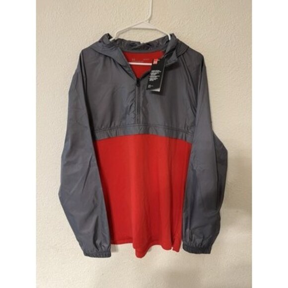 Under Armour Other - Under Armour UM1250 Men’s Large Red Gray 1/4 Zip Windbreaker Jacket